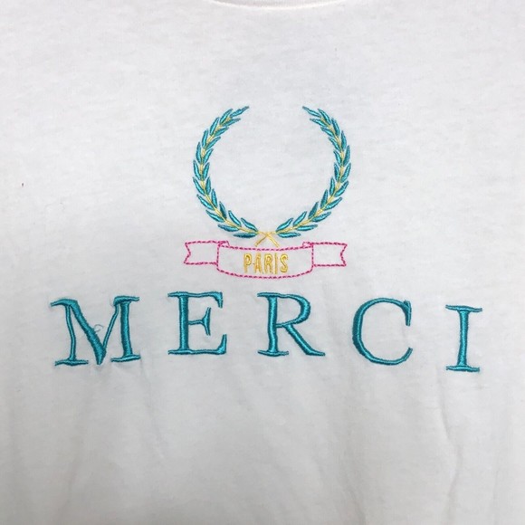 Desert Dreamer Women's Small MERCI PARIS T-Shirt, Off-White Ivory - Picture 5 of 5